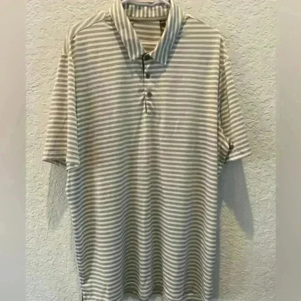 Adidas grey striped polo XL